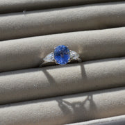 Ceylon Cornflower Blue Sapphire and Pear Shaped Diamond Engagement Ring