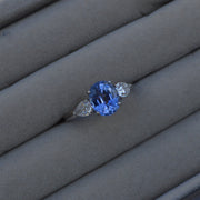 Ceylon Cornflower Blue Sapphire and Pear Shaped Diamond Engagement Ring