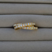 Three Band 18ct Yellow Gold Diamond Russian Wedding Ring