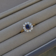 Antique Sapphire and Diamond Cluster Engagement Ring