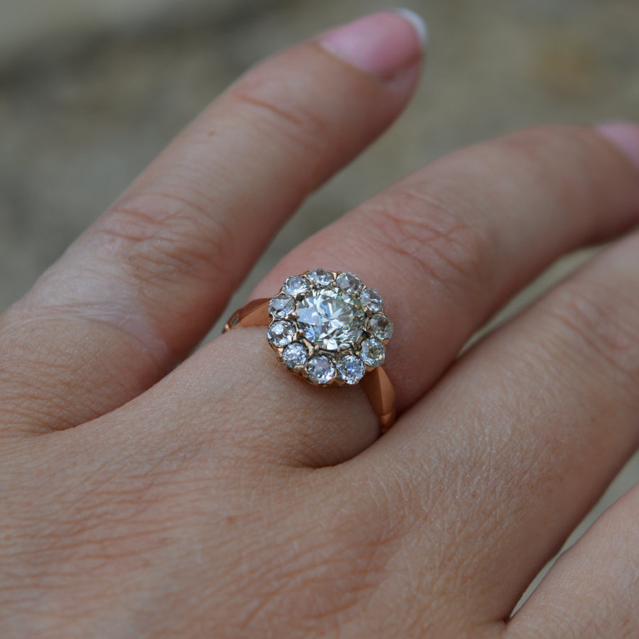 Antique Diamond Cluster Engagement Ring