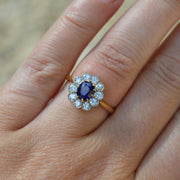 Antique Sapphire and Diamond Cluster Engagement Ring