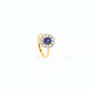 Antique Sapphire and Diamond Cluster Engagement Ring