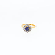 Antique Sapphire and Diamond Cluster Engagement Ring