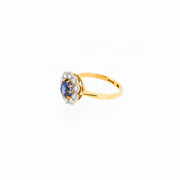 Antique Sapphire and Diamond Cluster Engagement Ring