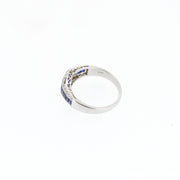 Geometric Sapphire and Diamond Ring