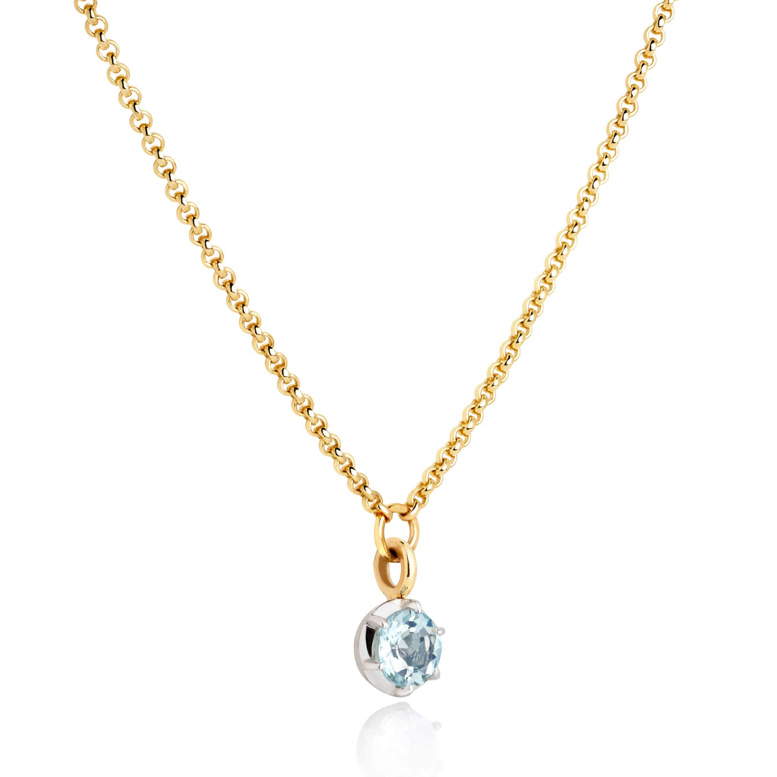March Birthstone 0.50ct Aquamarine in White and Yellow Gold Georgian Inspired Necklace