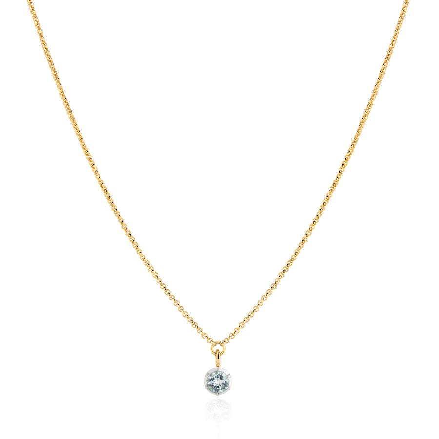 March Birthstone 0.50ct Aquamarine in White and Yellow Gold Georgian Inspired Necklace