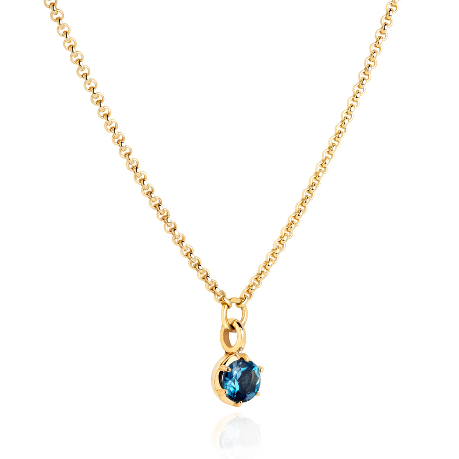 December Birthstone 0.50ct London Blue Topaz in Yellow Gold Georgian Inspired Necklace