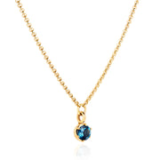 December Birthstone 0.50ct London Blue Topaz in Georgian Inspired Yellow Gold Setting Pendant