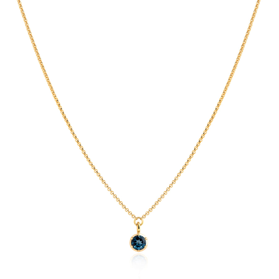 December Birthstone 0.50ct London Blue Topaz in Yellow Gold Georgian Inspired Necklace