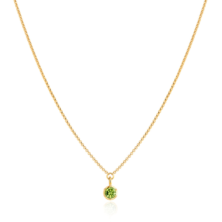 August BIrthstone 0.50ct Peridot in Yellow Gold Georgian Inspired Necklace