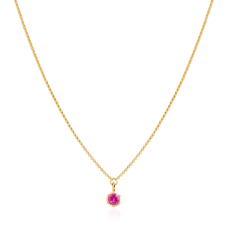 October Birthstone 0.50ct Pink Tourmaline in Yellow Gold Georgian Inspired Necklace