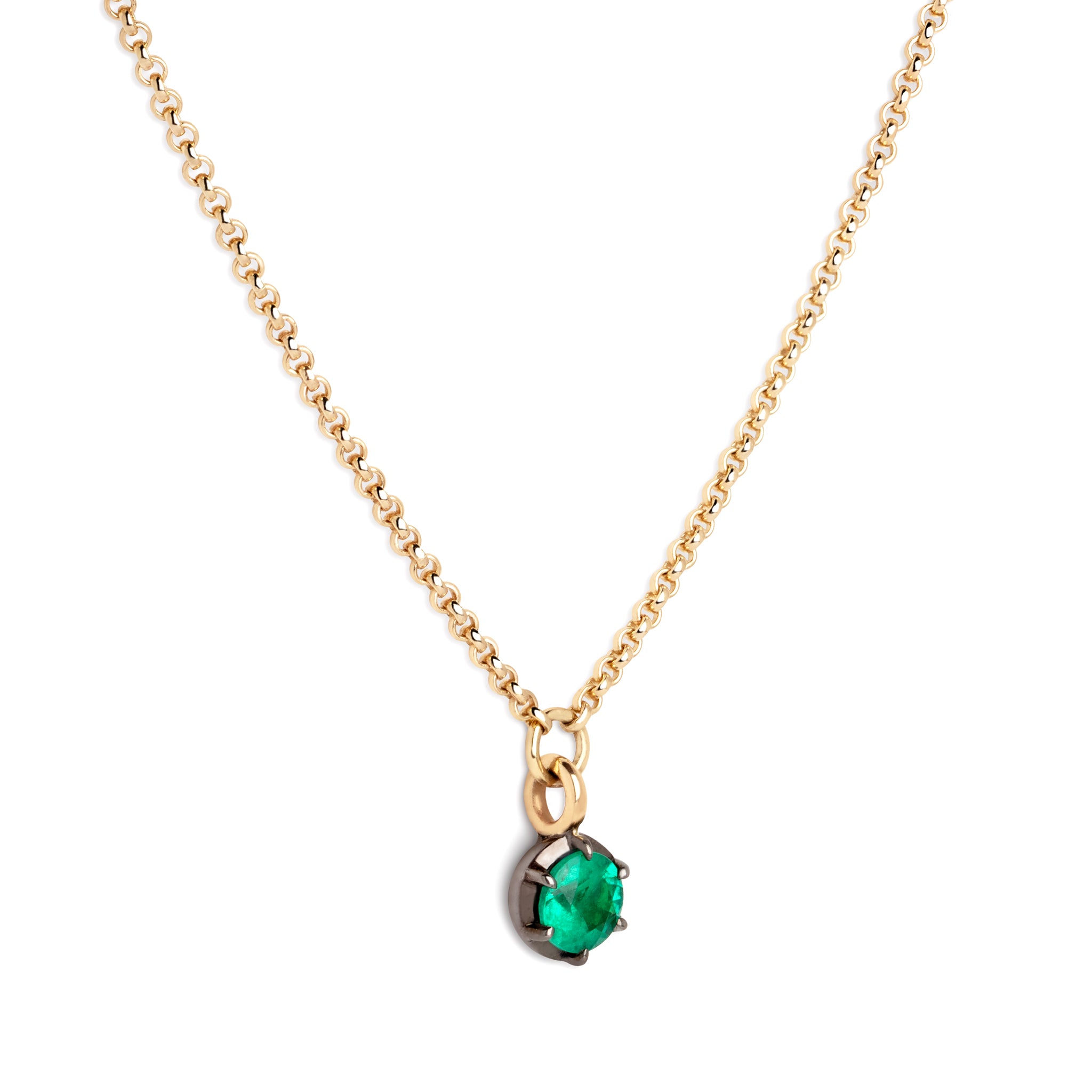 May Birthstone 0.50ct Emerald in Georgian Inspired Setting in Black Gold Pendant