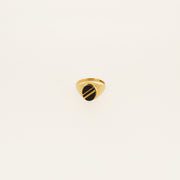 Striped Gold Onyx Pinky Ring