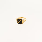 Striped Black Onyx Gold Ring