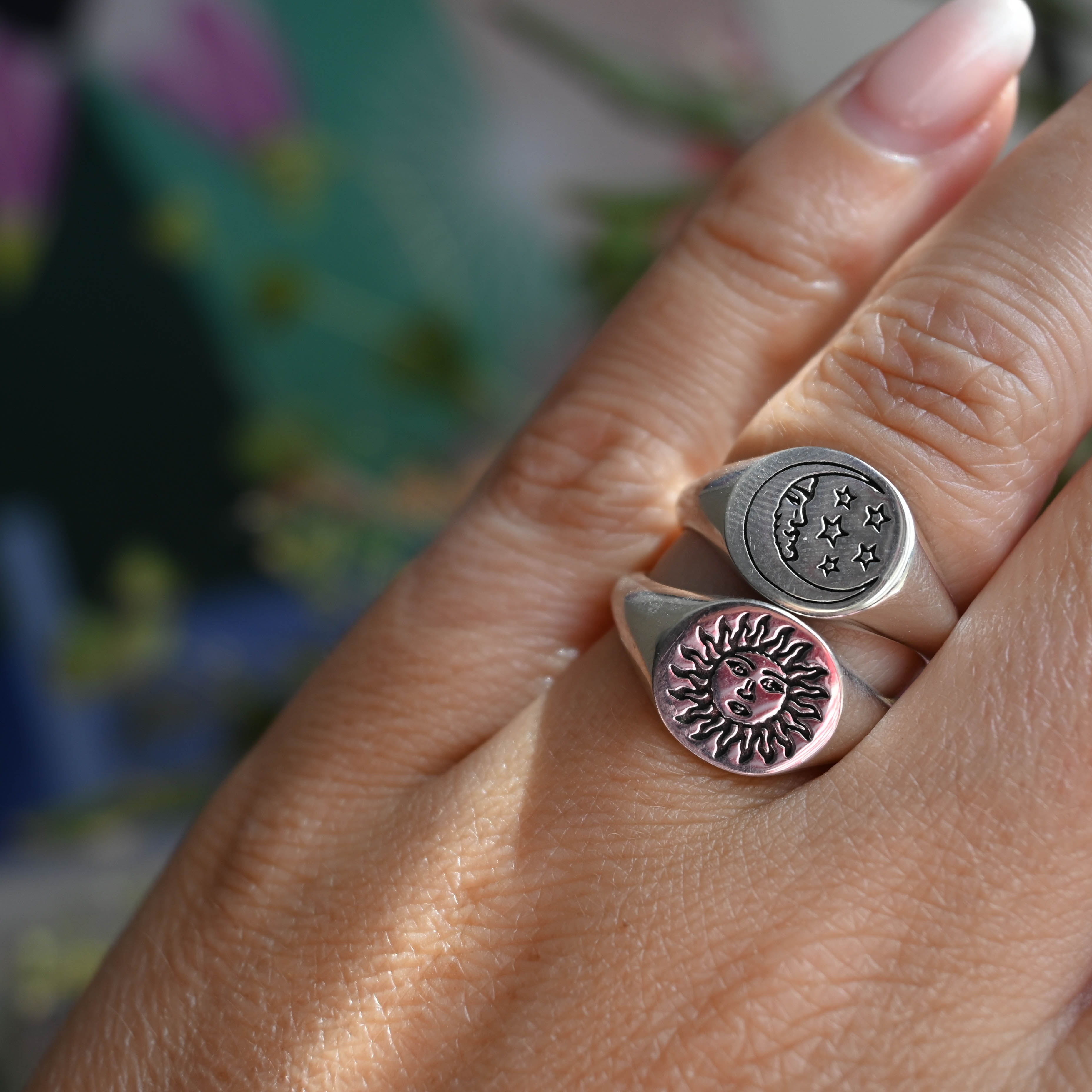 Sun and moon signet on sale ring